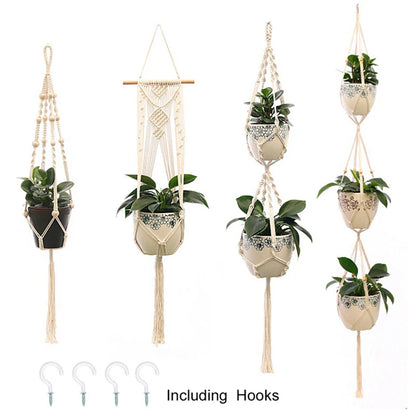 Macrame Hanging Planter - Decorative Wall Plant Holder and Flower Basket for Balcony Decor