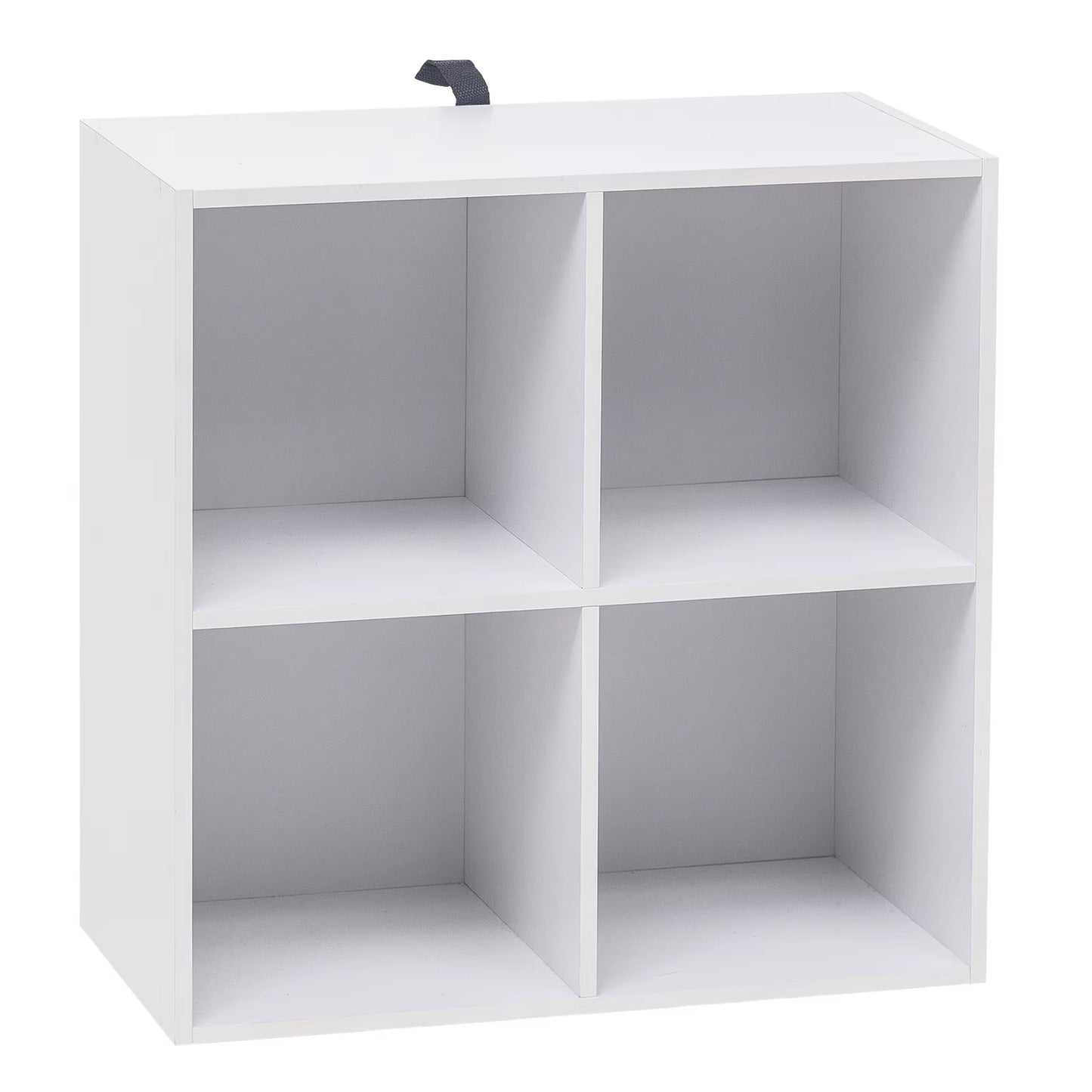 White Wooden Bookshelf with 4 Storage Cubes - Versatile Organizer for Bedroom, Living Room, and Kids' Room