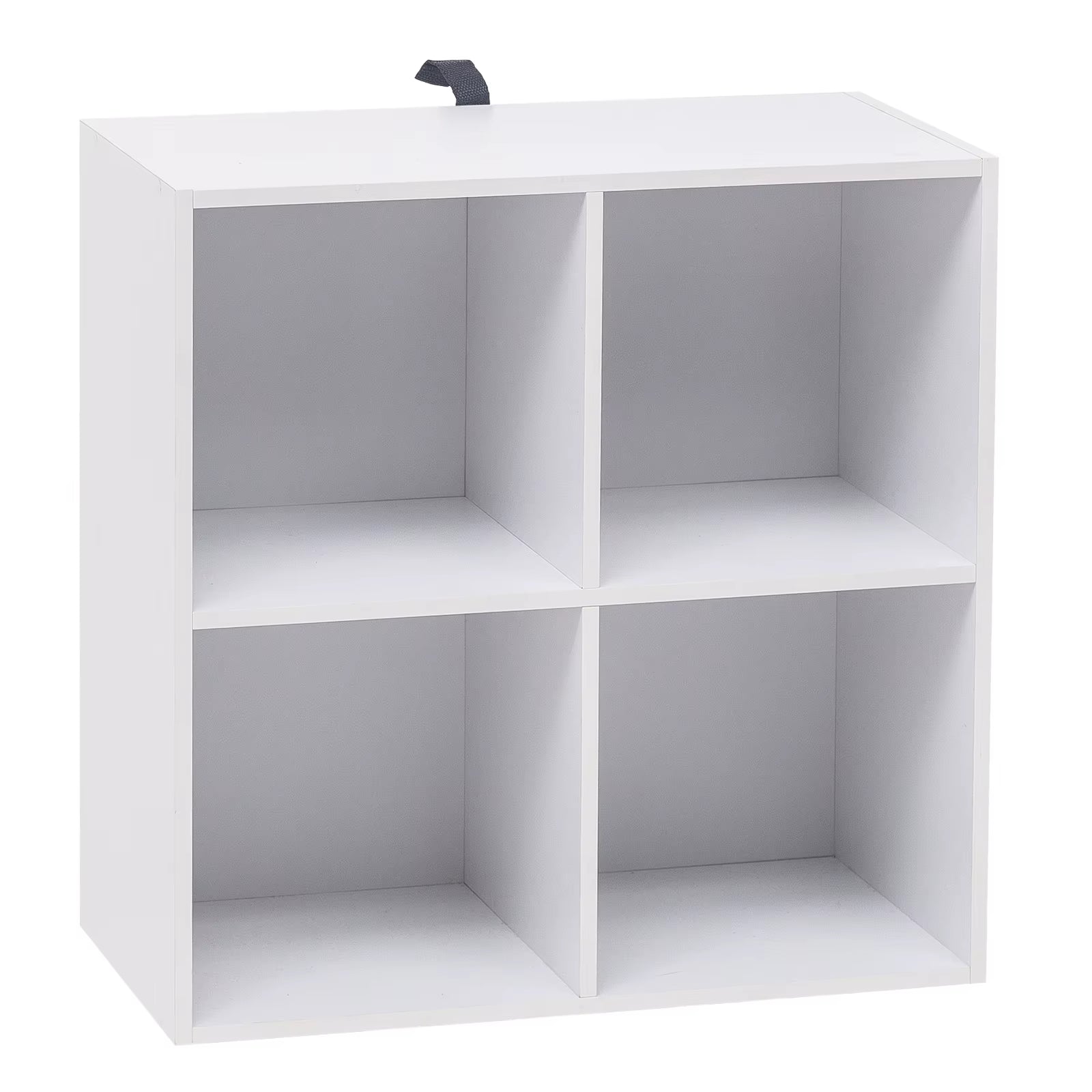 White Wooden Bookshelf with 4 Storage Cubes - Versatile Organizer for Bedroom, Living Room, and Kids' Room
