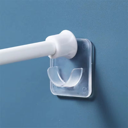 Telescopic Pole Support Sticker - Nail-Free Adjustable Rod Holder with Crossbar Wall Hooks and Fixing Bracket (2/6/8 Pieces)