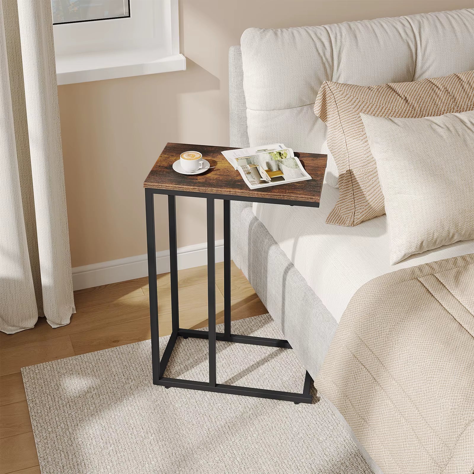 Metal Frame End Table - Versatile Side Table for Tea, Coffee, and Laptops - Stylish Nightstand for Living Room and Home Decor