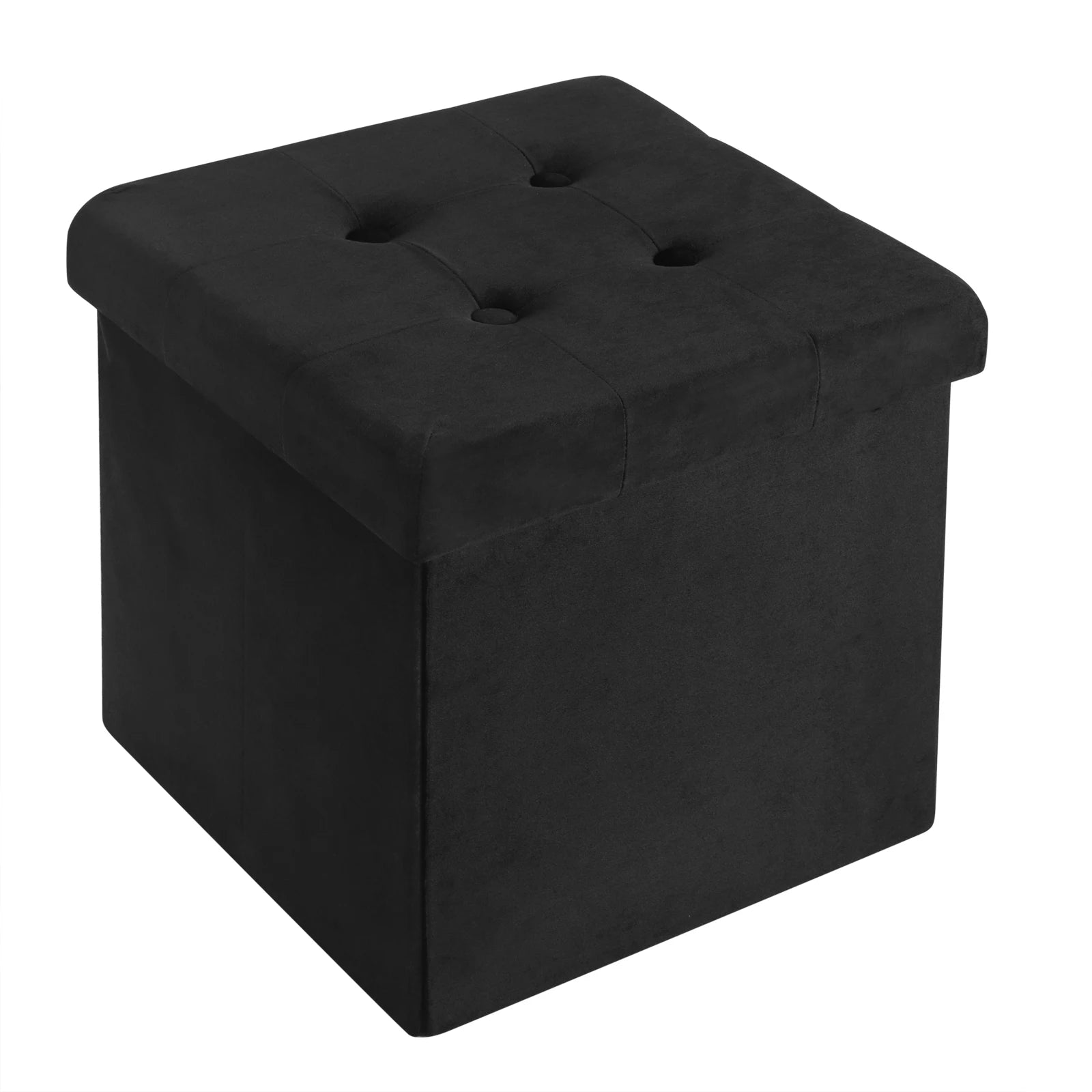 Foldable Grey Upholstered Storage Ottoman Chair and Footstool with Removable Cover