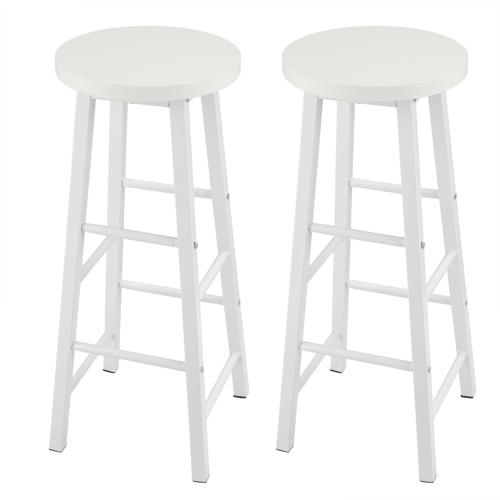 Set of 2 Solid Wood High Bar Stools with Durable Steel Frame and MDF Seat - Ideal for Bistro and Home Decor