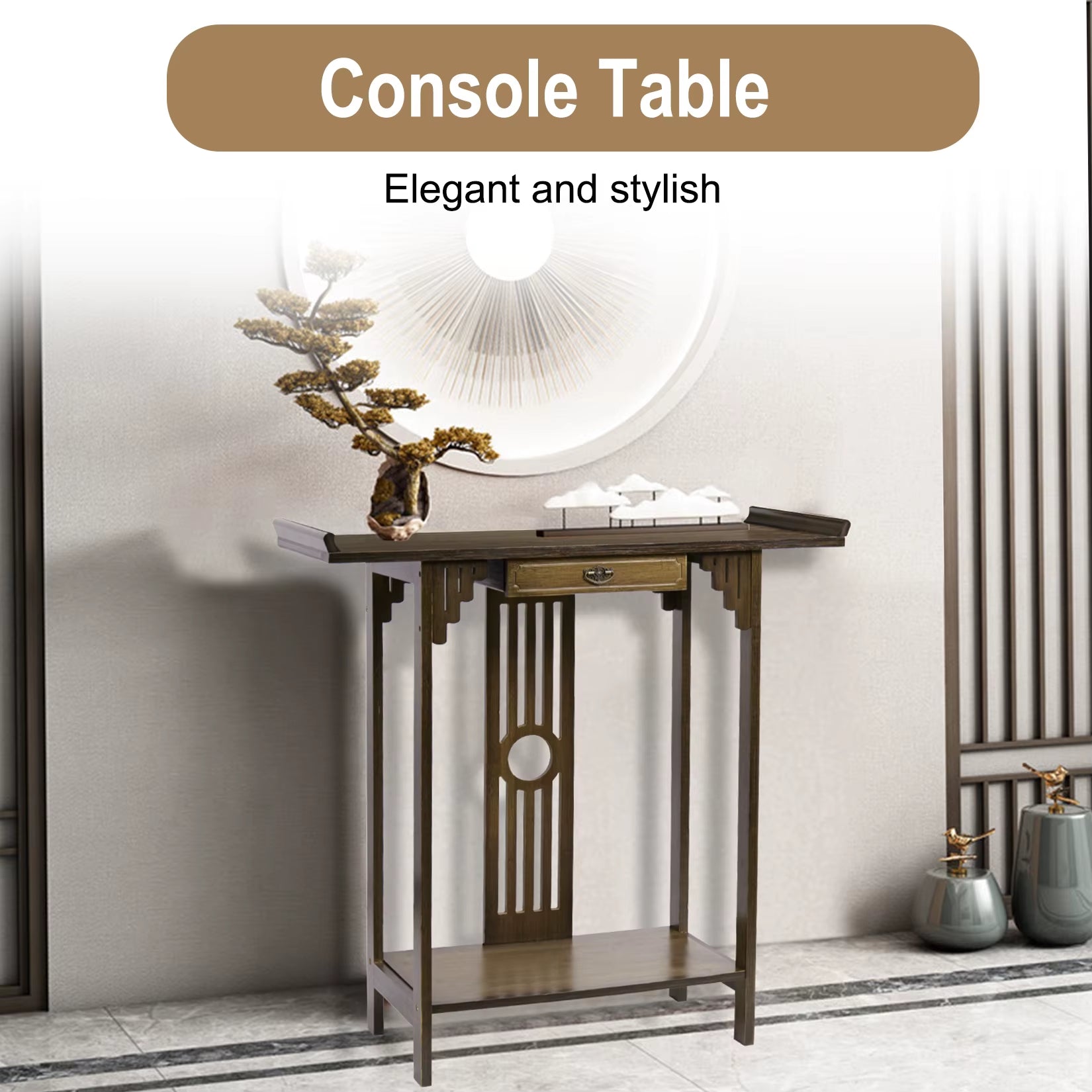 32-Inch Rustic Console Table - Accent Sofa Table for Living Room and Hallway Entryway