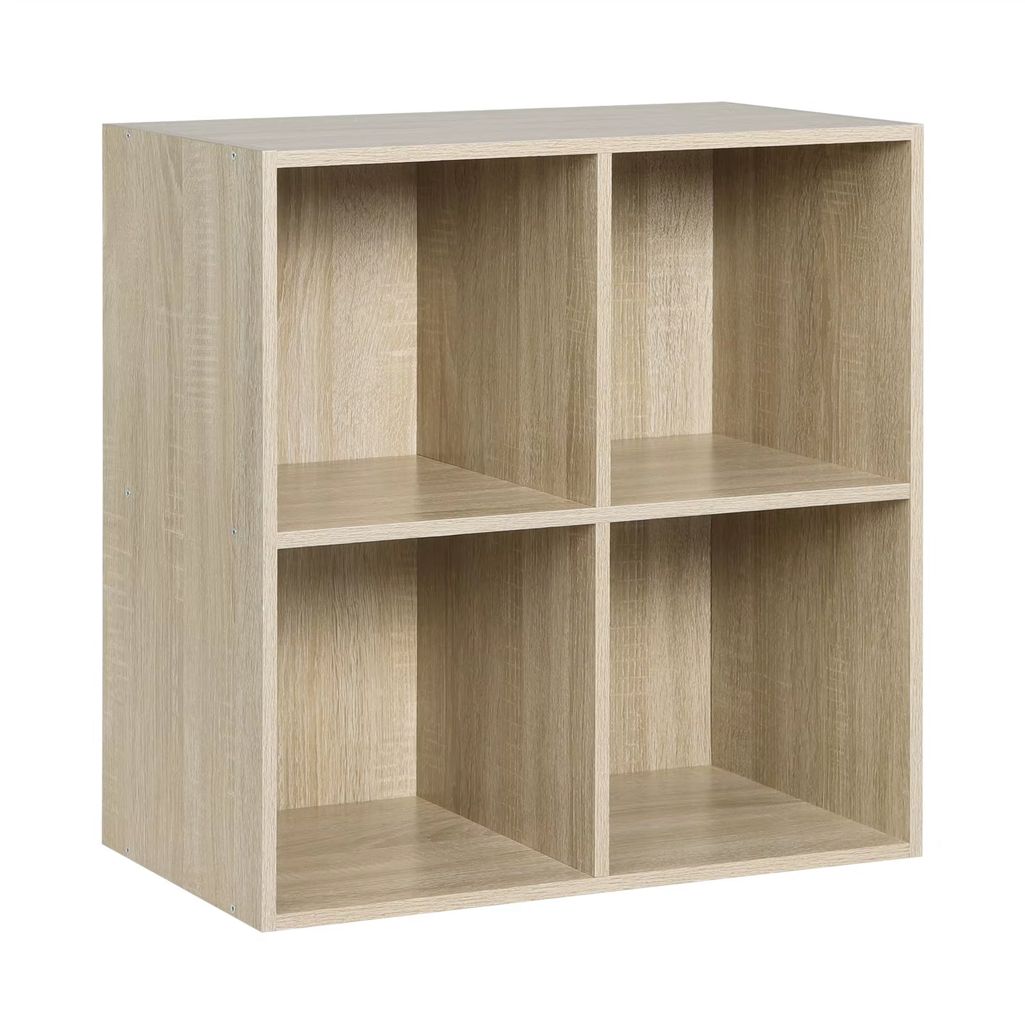White Wooden Bookshelf with 4 Storage Cubes - Versatile Organizer for Bedroom, Living Room, and Kids' Room