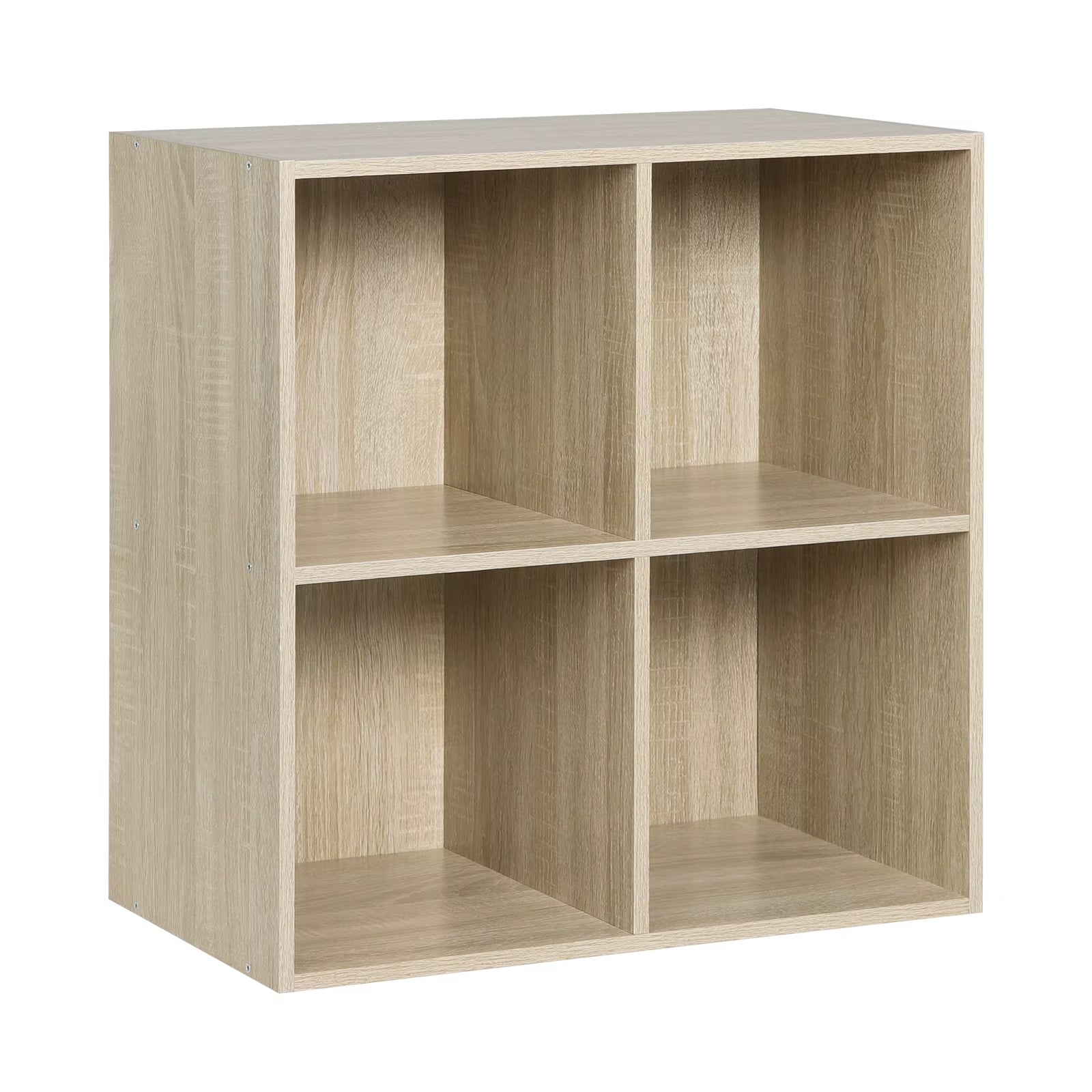 White Wooden Bookshelf with 4 Storage Cubes - Versatile Organizer for Bedroom, Living Room, and Kids' Room