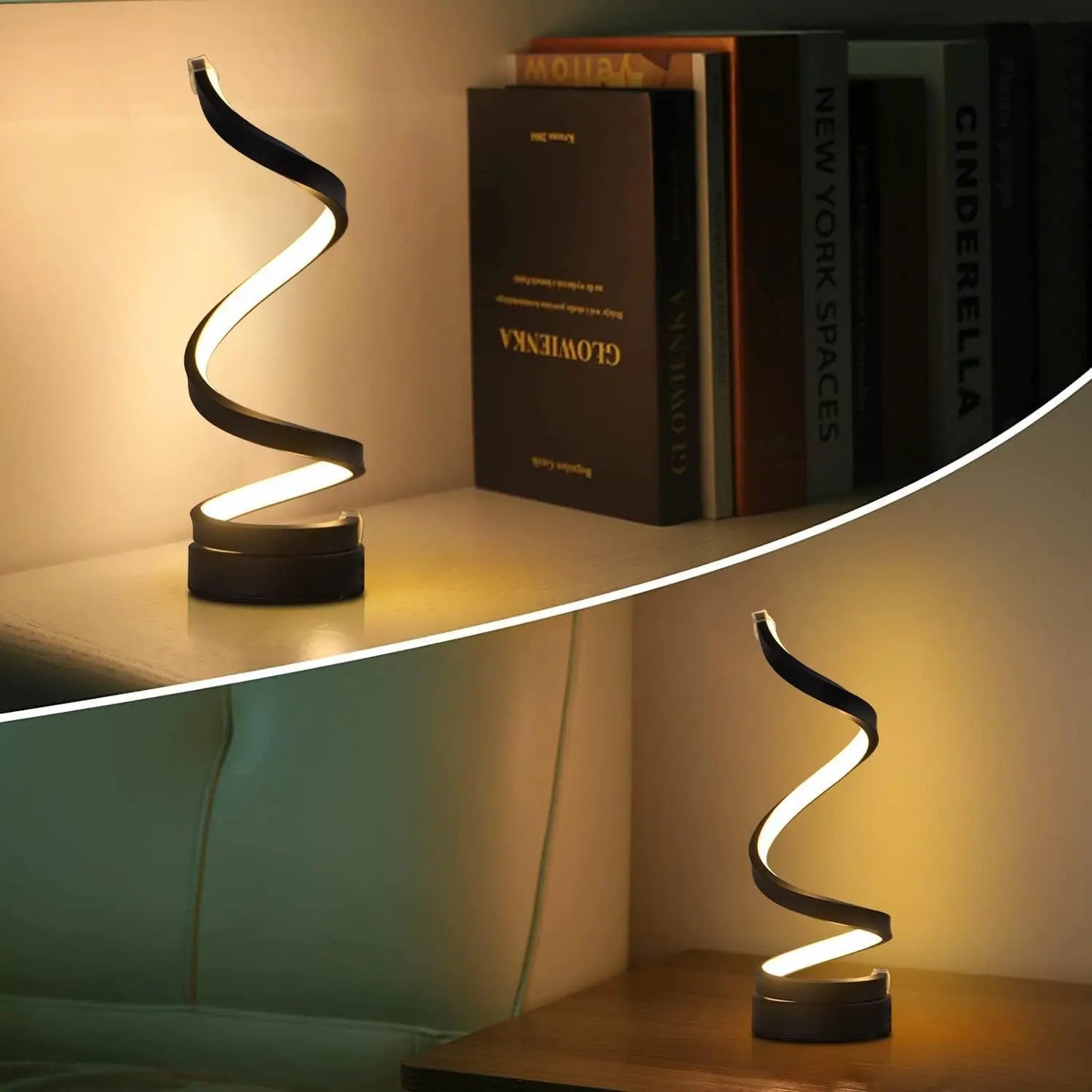 Modern Spiral Dimmable LED Table Lamp - Stylish Bedside and Nightstand Lighting for Living Room, Bedroom, and Office