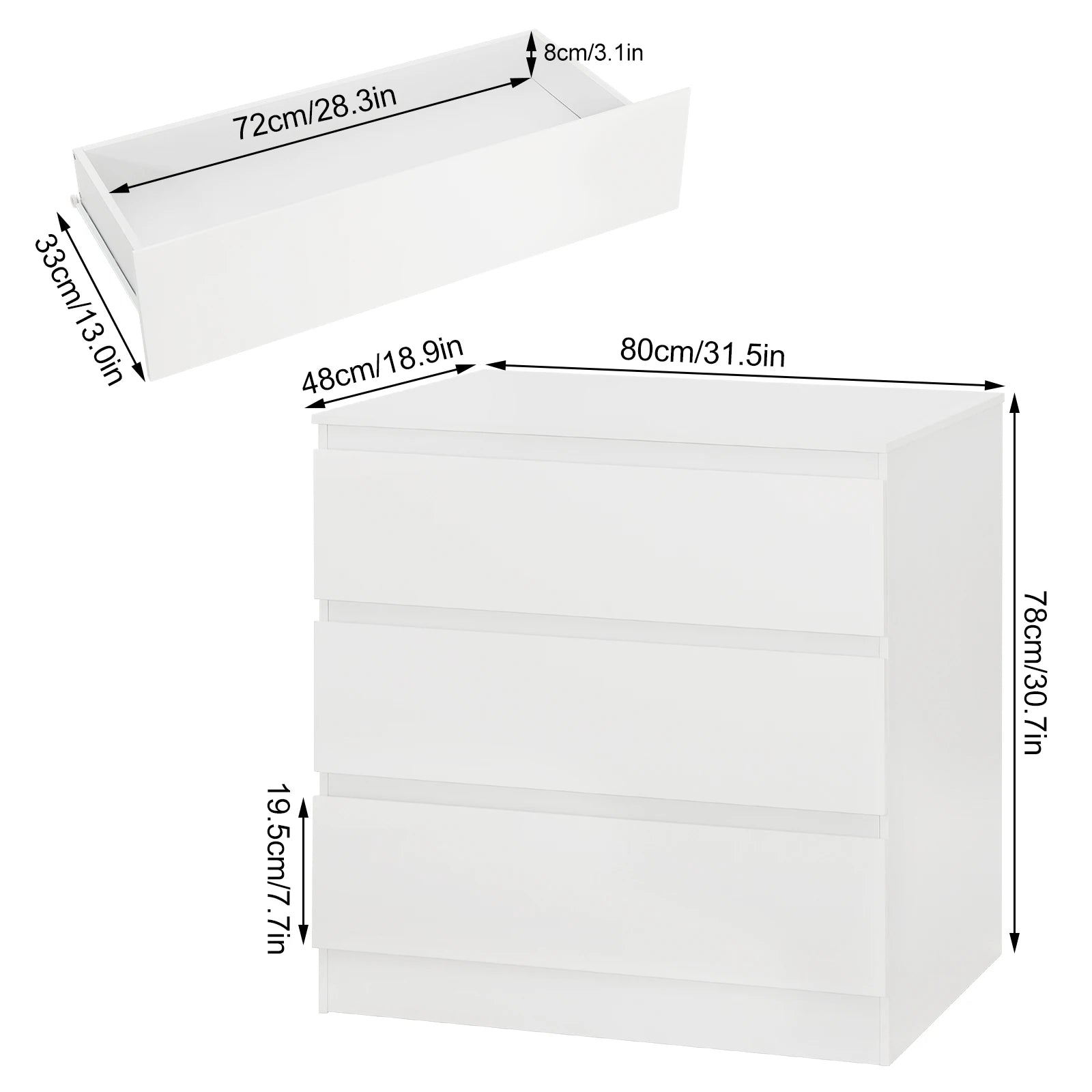 WOLTU 3-Drawer Storage Cabinet - Versatile Wardrobe Sideboard for Bedroom, Living Room, and Study