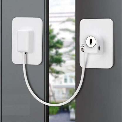 鍵付き 窓用チャイルドロック｜穴あけ不要 貼るだけ簡単 窓開き制限ワイヤーロック 転落防止・防犯対策に
