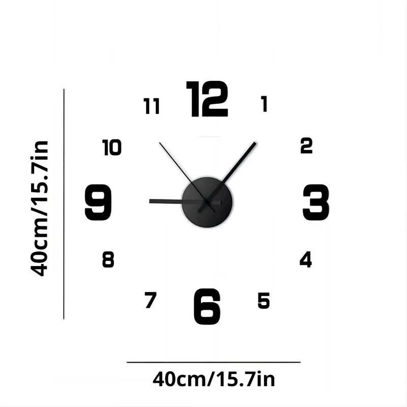 Frameless DIY Wall Clock Decal - Silent Home Decor for Living Room and Office