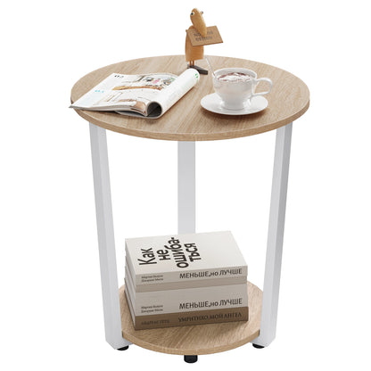 Modern Round Coffee Table with Dual Shelves - Versatile Sofa and Bedside Table for Living Room and Bedroom