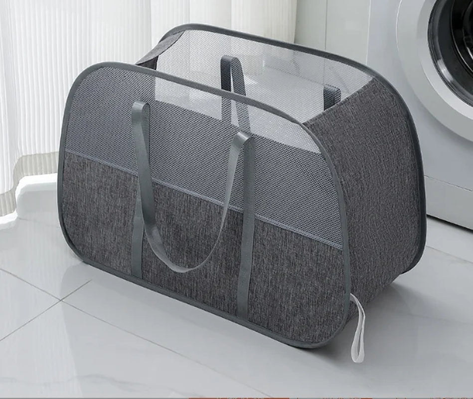 Mesh Pop-Up Laundry Basket - Foldable Large Capacity Storage Solution for Dirty Clothes