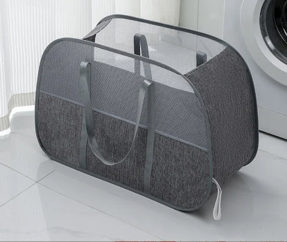 Mesh Pop-Up Laundry Basket - Foldable Large Capacity Storage Solution for Dirty Clothes