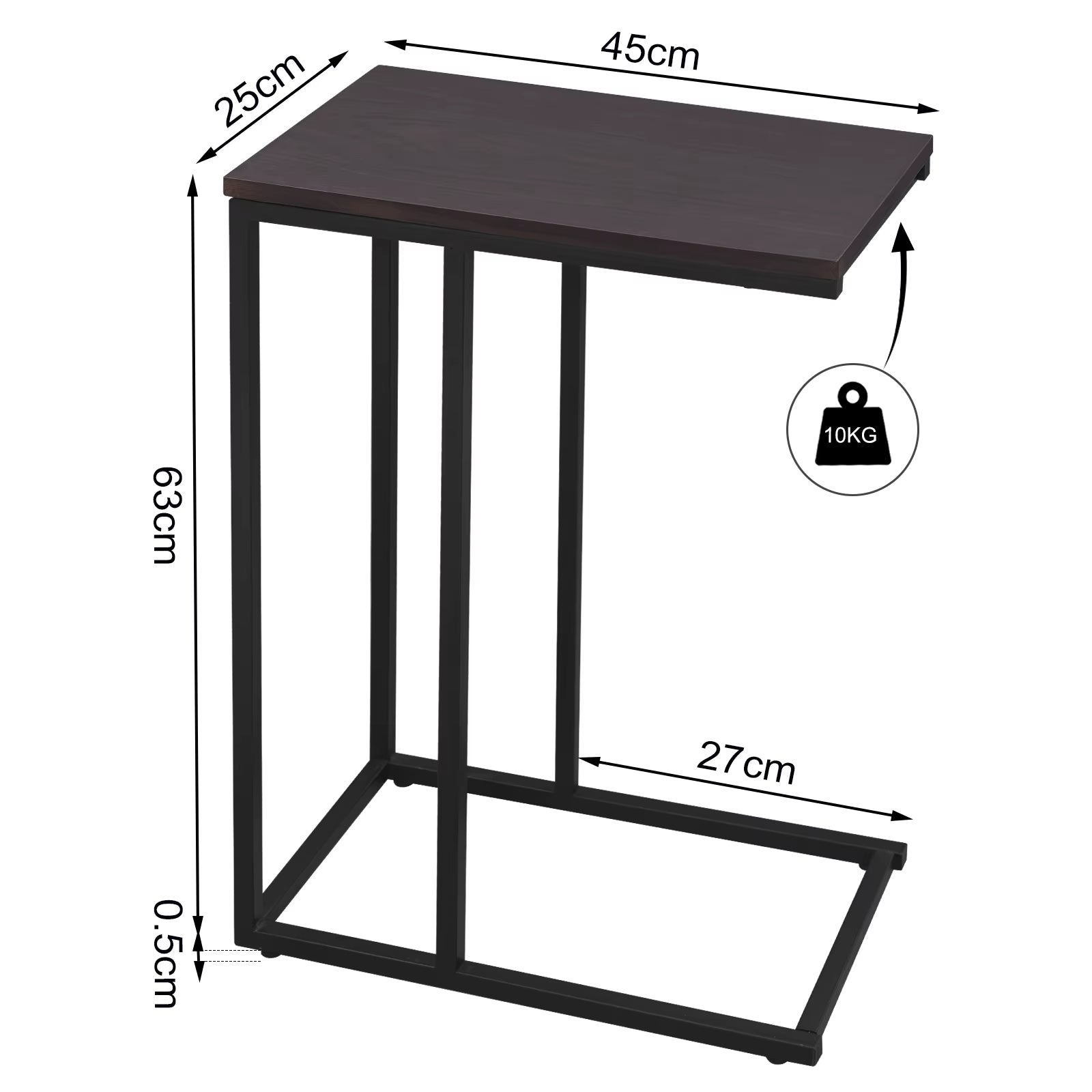 Metal Frame End Table - Versatile Side Table for Tea, Coffee, and Laptops - Stylish Nightstand for Living Room and Home Decor