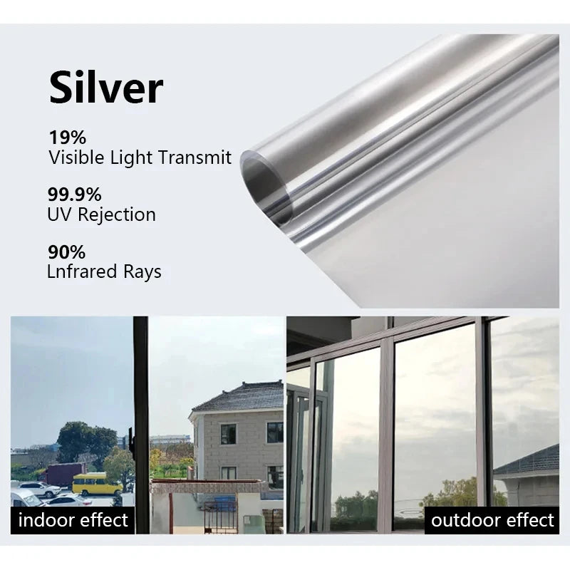One-Way Mirror Window Privacy Film - Heat Control Reflective Vinyl Film for Enhanced Privacy