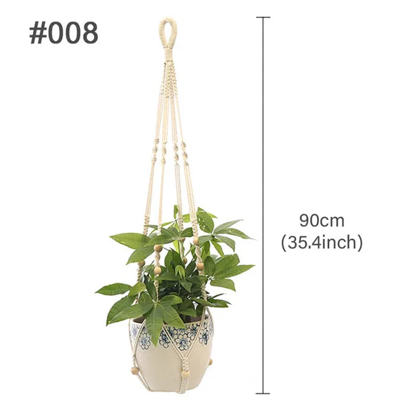 Macrame Hanging Planter - Decorative Wall Plant Holder and Flower Basket for Balcony Decor