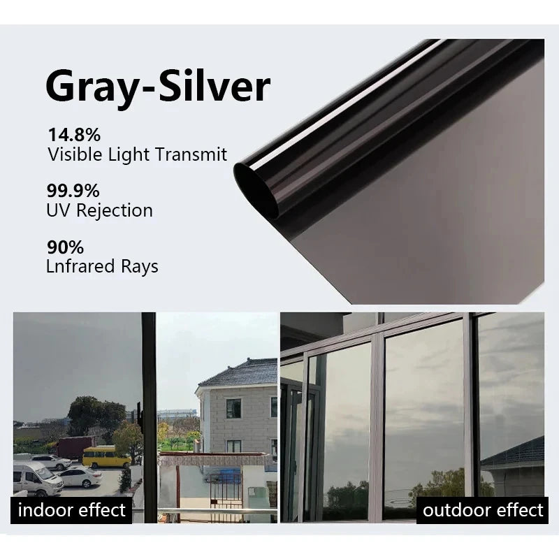 One-Way Mirror Window Privacy Film - Heat Control Reflective Vinyl Film for Enhanced Privacy