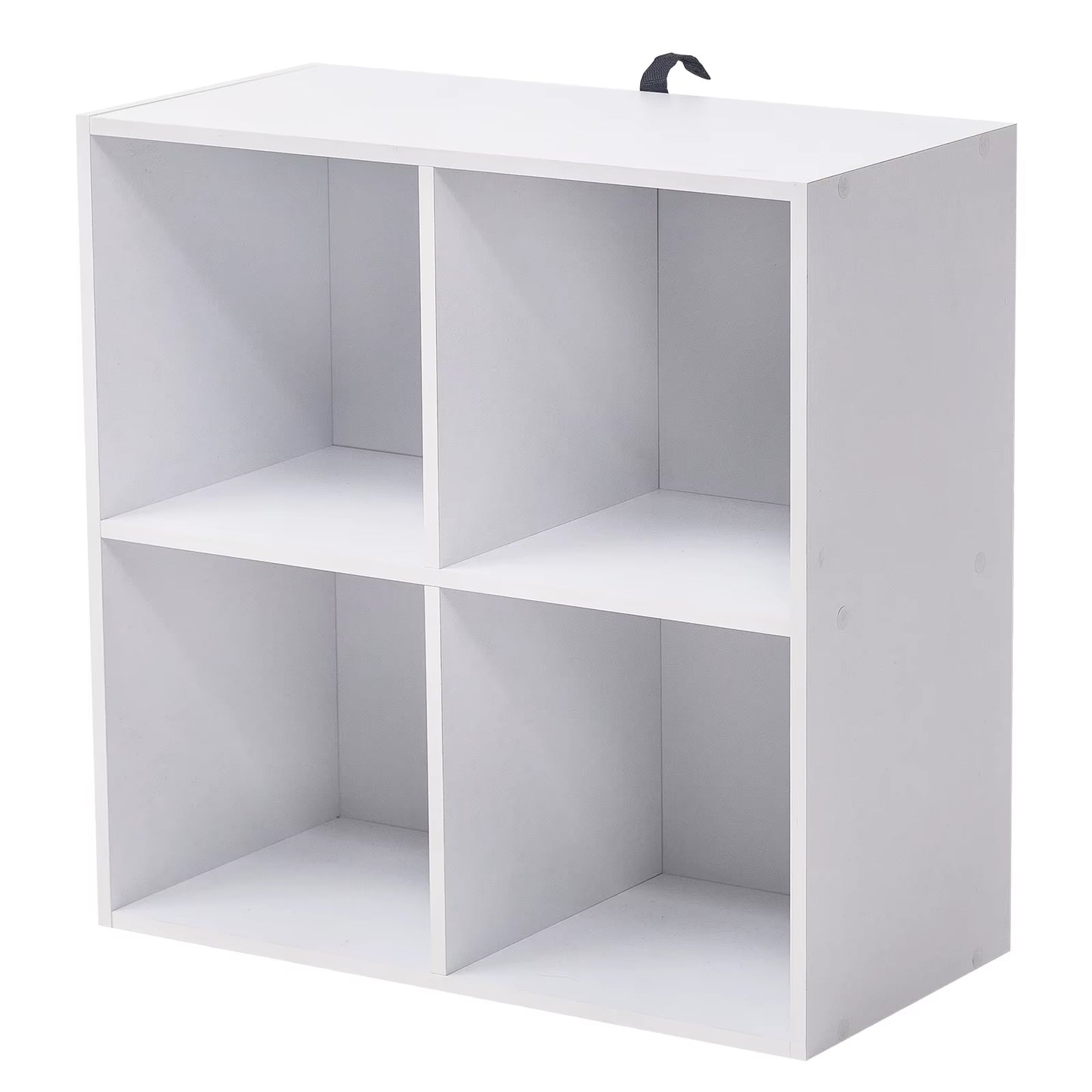White Wooden Bookshelf with 4 Storage Cubes - Versatile Organizer for Bedroom, Living Room, and Kids' Room