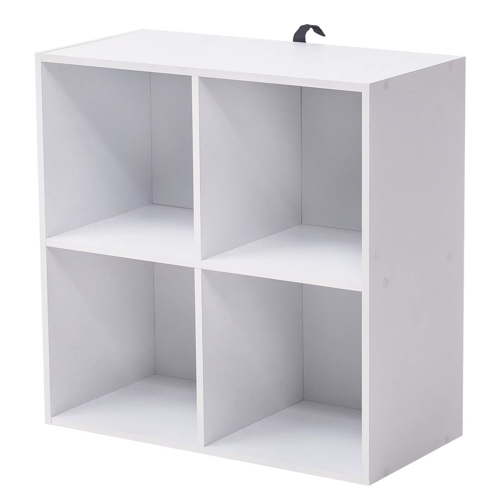 White Wooden Bookshelf with 4 Storage Cubes - Versatile Organizer for Bedroom, Living Room, and Kids' Room