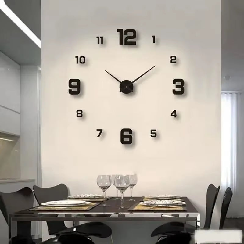 Frameless DIY Wall Clock Decal - Silent Home Decor for Living Room and Office