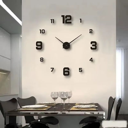 Frameless DIY Wall Clock Decal - Silent Home Decor for Living Room and Office