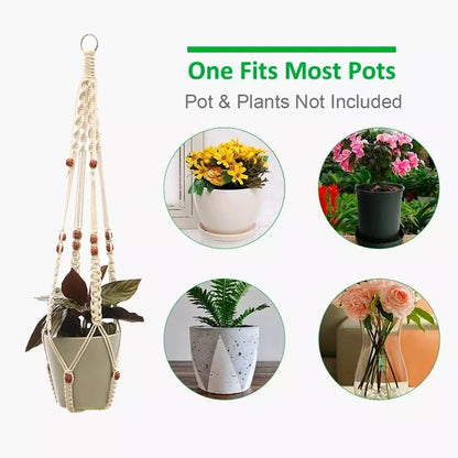Macrame Hanging Planter - Decorative Wall Plant Holder and Flower Basket for Balcony Decor
