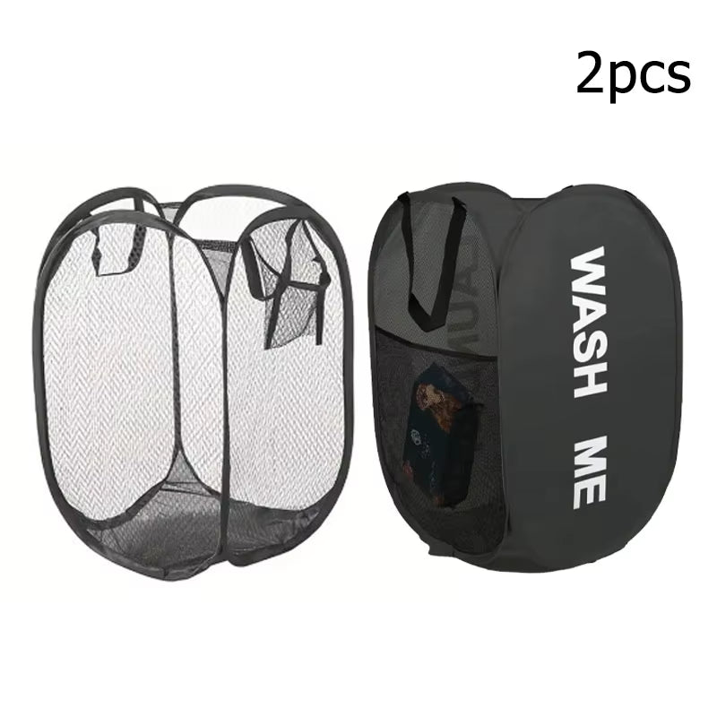Mesh Pop-Up Laundry Basket - Foldable Large Capacity Storage Solution for Dirty Clothes