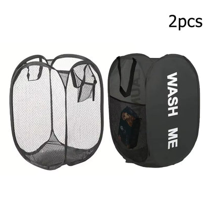 Mesh Pop-Up Laundry Basket - Foldable Large Capacity Storage Solution for Dirty Clothes